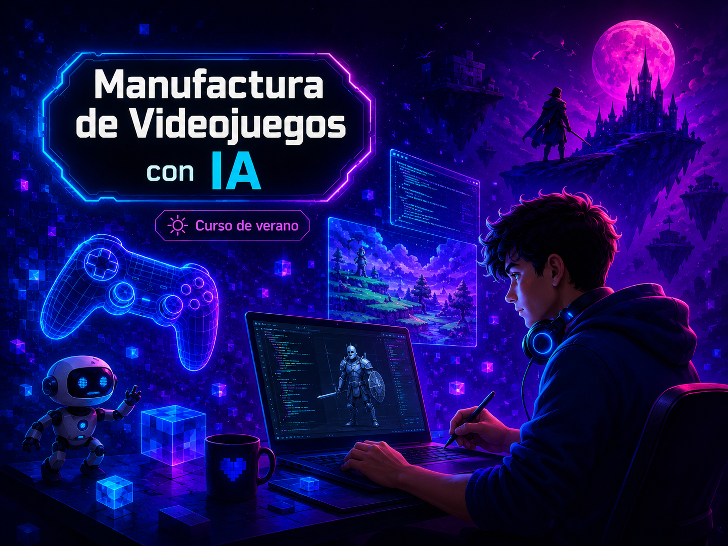 Cartel del curso Manufactura de Videojuegos con Inteligencia Artificial